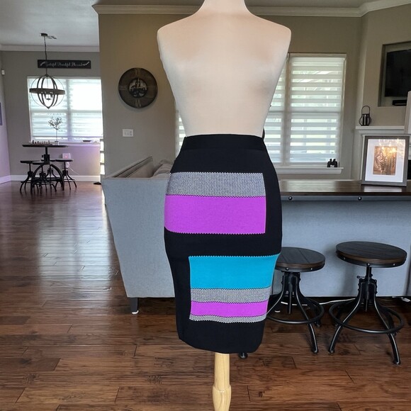 Per Se Colorblock Pencil Skirt Fits Size Small Altered from M Wiggle Straight - Picture 2 of 12
